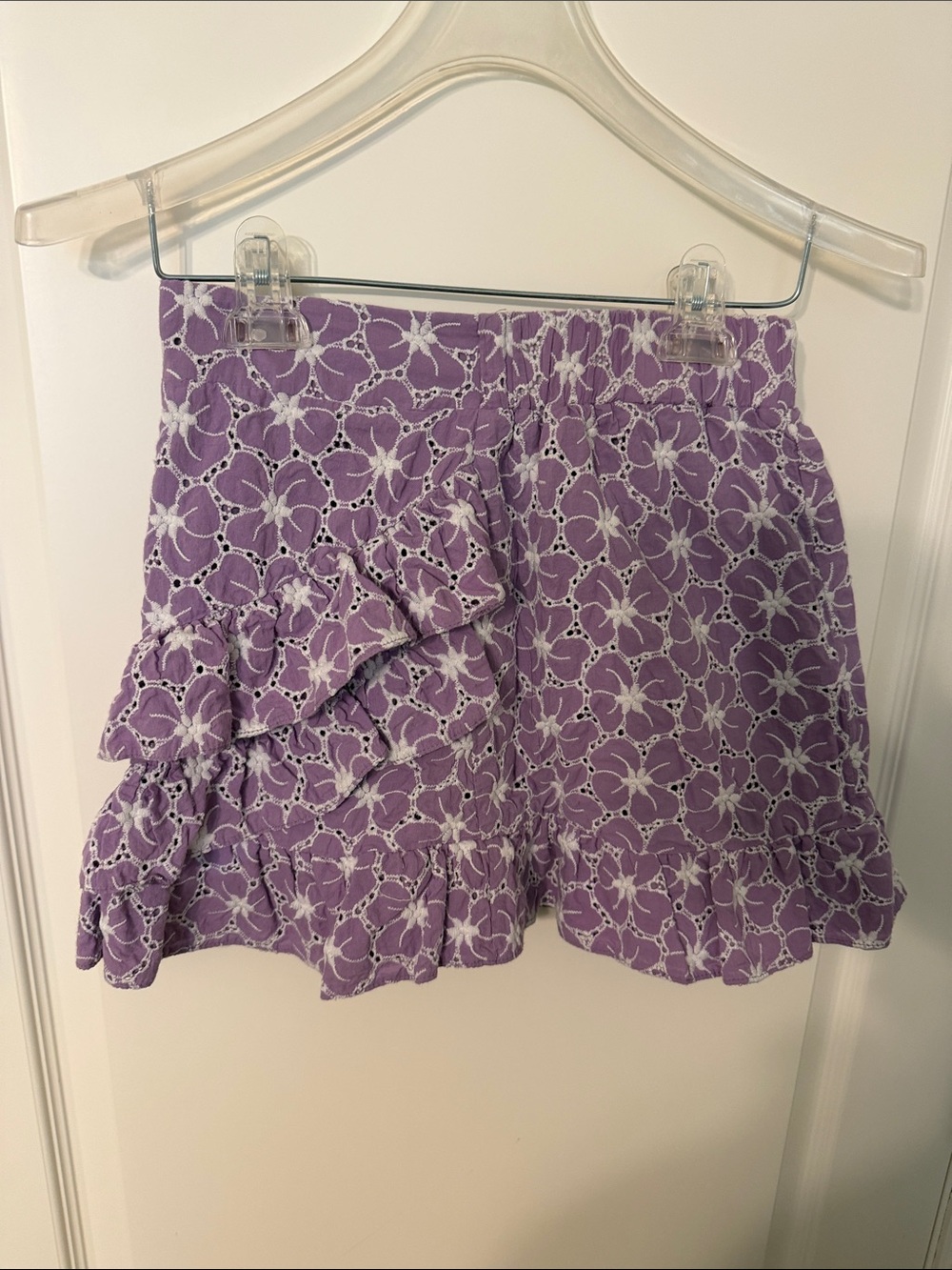 DO+BE Lavender Eyelet Ruffle Mini Skirt